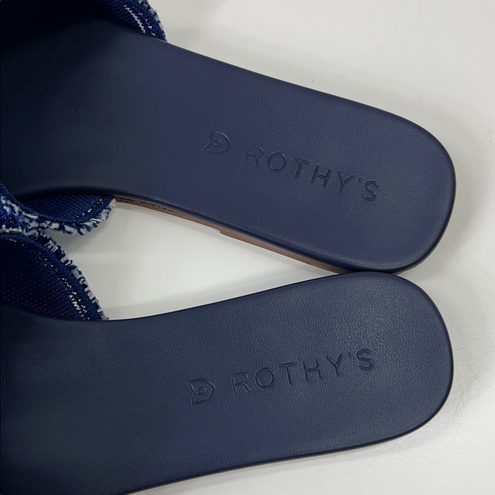 New Rothy’s The Knot Blue Frayed Slip On Sandals Size 7.5 - Picture 3 of 5